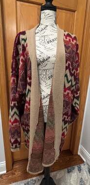 Separate Issue Women's Southwestern Geometric Pattern Long Cardigan Sweater